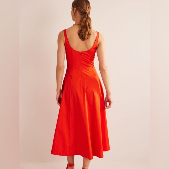 BODEN Sleeveless Panelled Midi Dress In Blood Orange - Picture 4 of 12
